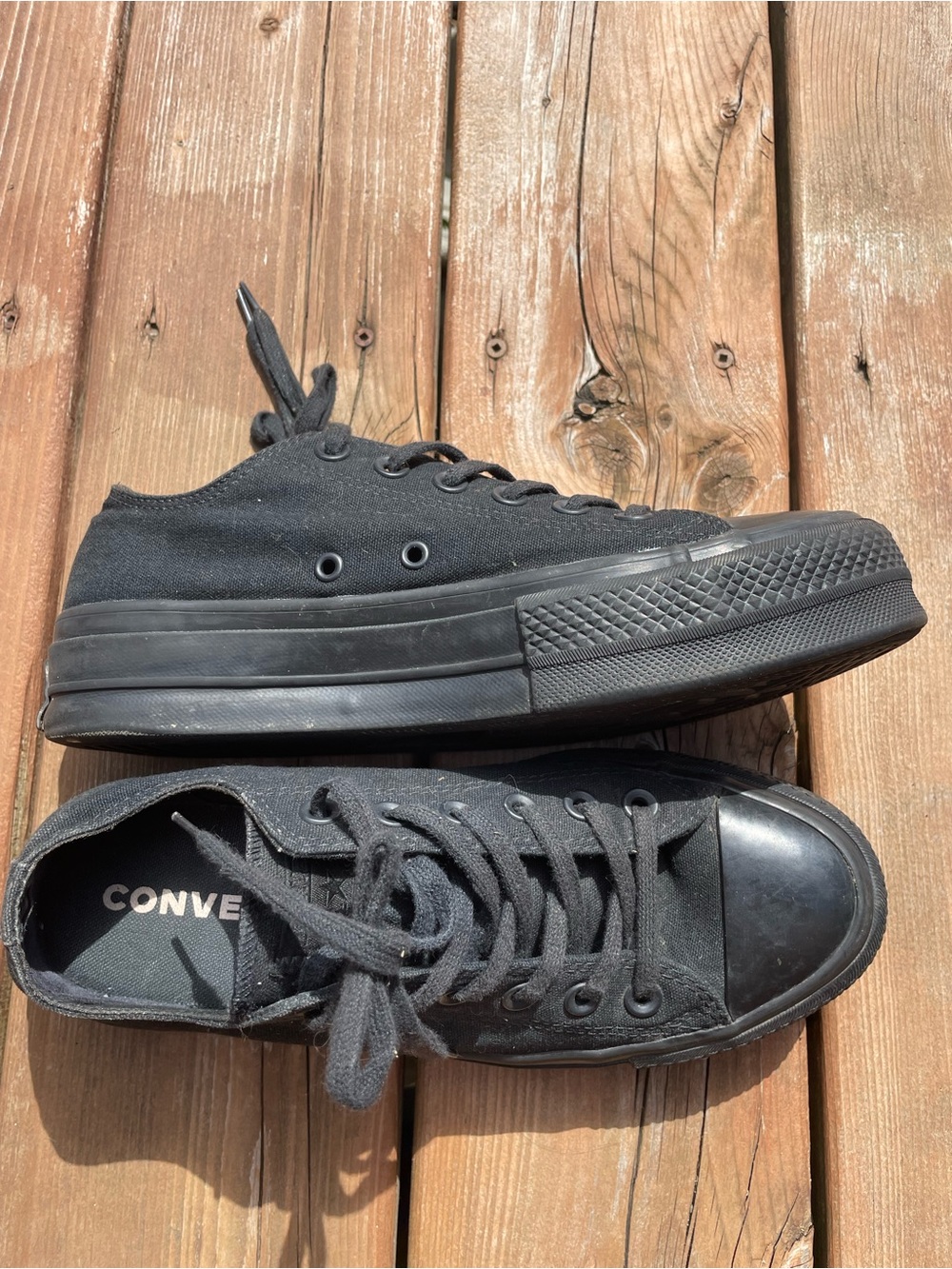Converse Black Low Top Platform Sneakers
